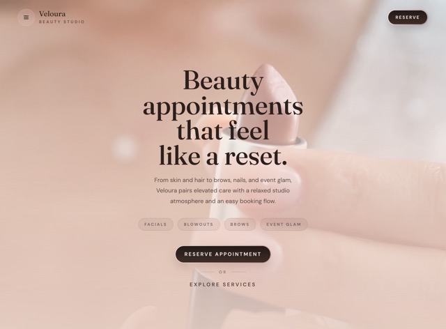 Booker beauty studio desktop preview